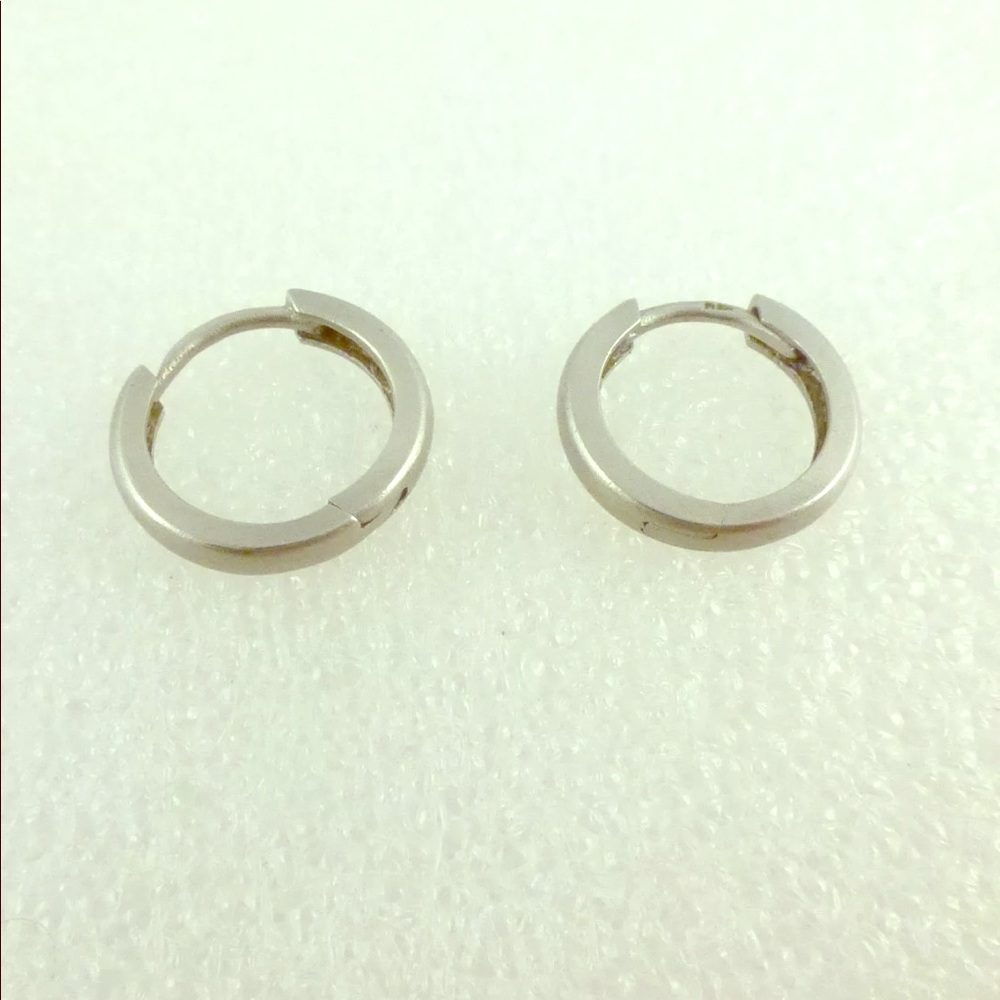 Platinum 950 14.2mm Diameter Huggie Hoop Earrings